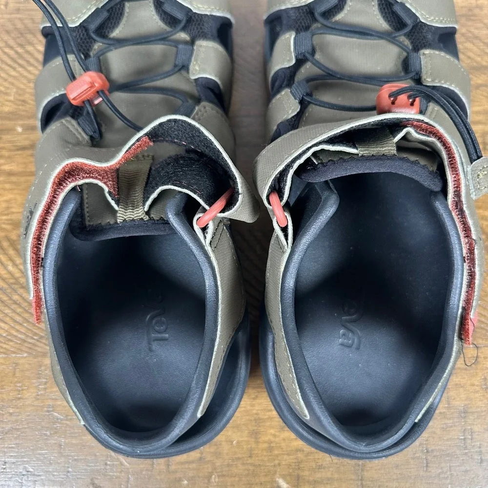 Teva Sandals Men 10 Green Black Flintwood Hiking Water Shoes Sport Outdoor Trail
